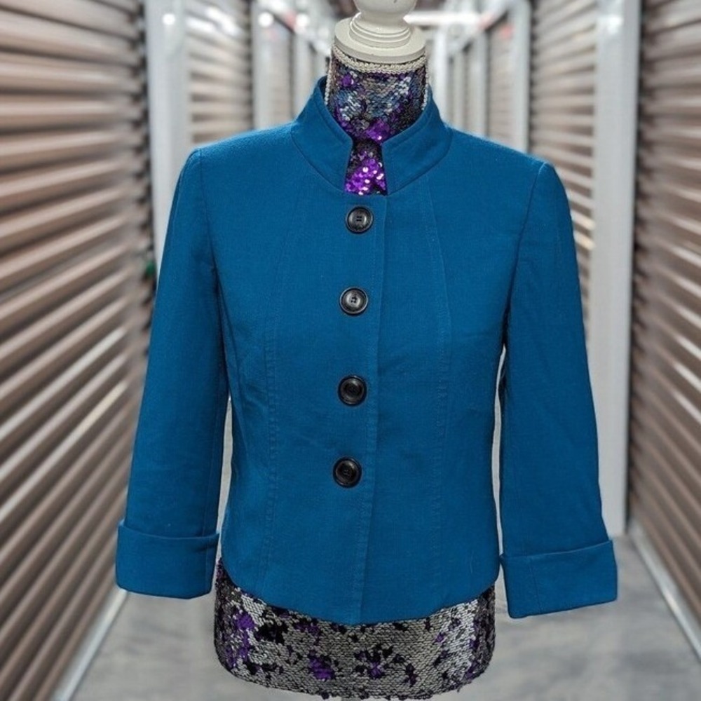 Quiet Luxury Blue Tailored Blazer Old Money Career Preppy Tahari Size 2